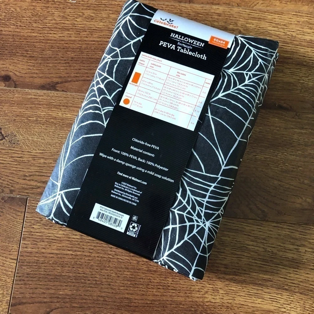Halloween rectangle PEVA spiderweb tablecloth 60x84